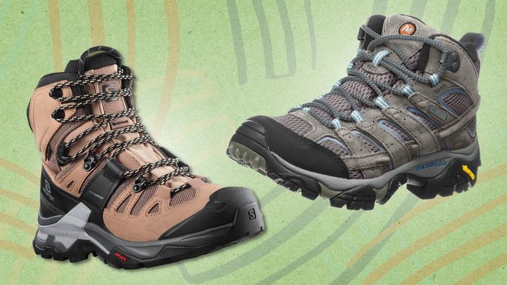 The Salomon Quest 4 GORE-TEX hiking boot and Merrell Moab 2 mid waterproof hiking boot.