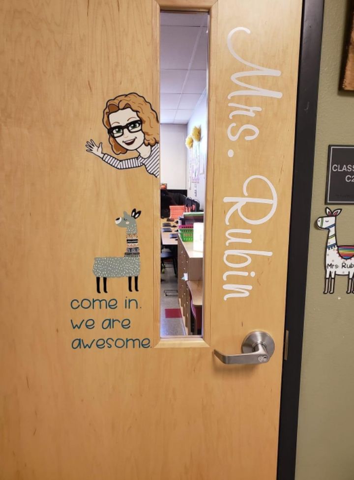 The door of the author's classroom.