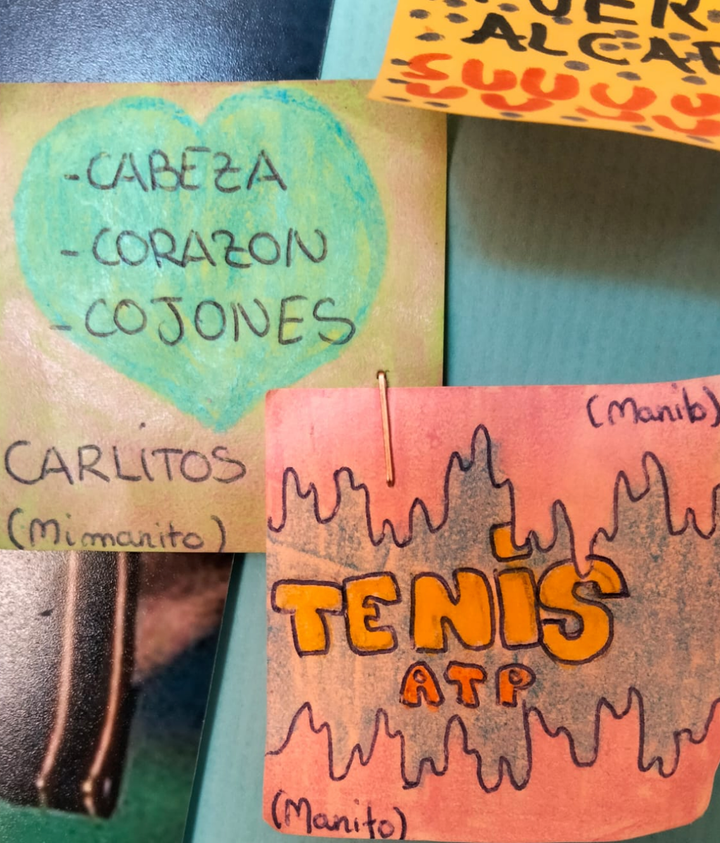La dedicatoria que su hermano Jaime le escribió a Alcaraz tras ganar el Mutua de Madrid para el mural sobre él que hay en el colegio Ciudad de la Paz de El Palmar.