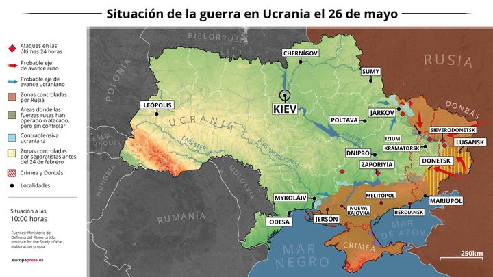 Gráfico con los últimos movimientos y ataques en la guerra de Ucrania.