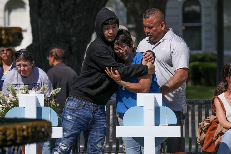 Mourners grieve the 19 children and two adults who were killed at Robb Elementary.