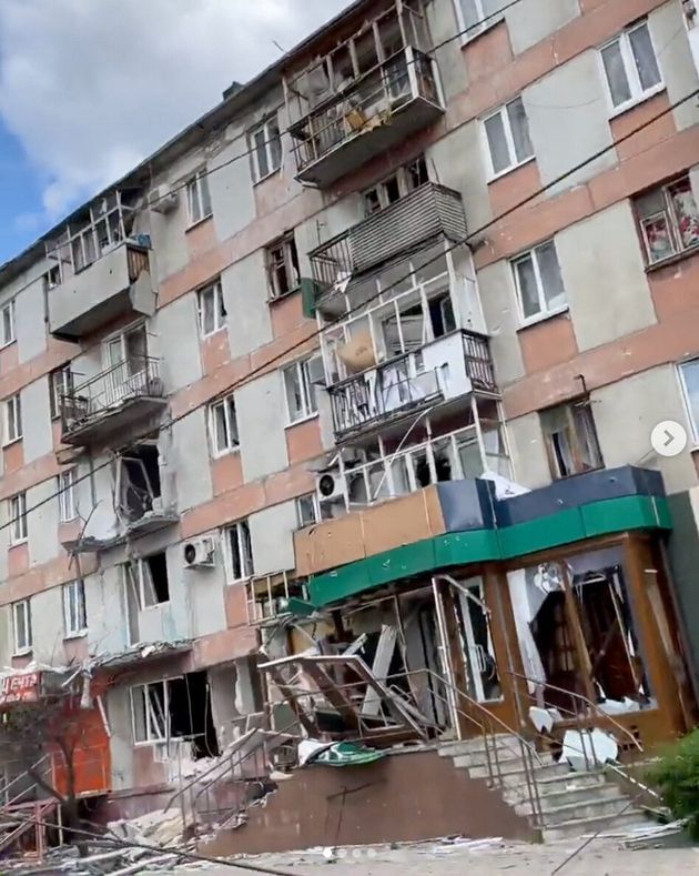 Un immeuble détruit à Severodonetsk, le 22 mai 2022.