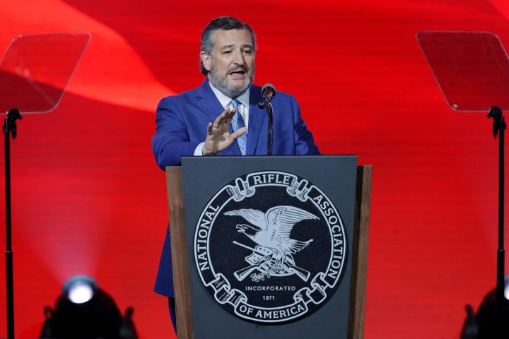 Sen. Ted Cruz, R-Texas, speaks during the Leadership Forum at the National Rifle Association Annual Meeting held at the George R. Brown Convention Center Friday, May 27, 2022, in Houston. (AP Photo/Michael Wyke)
