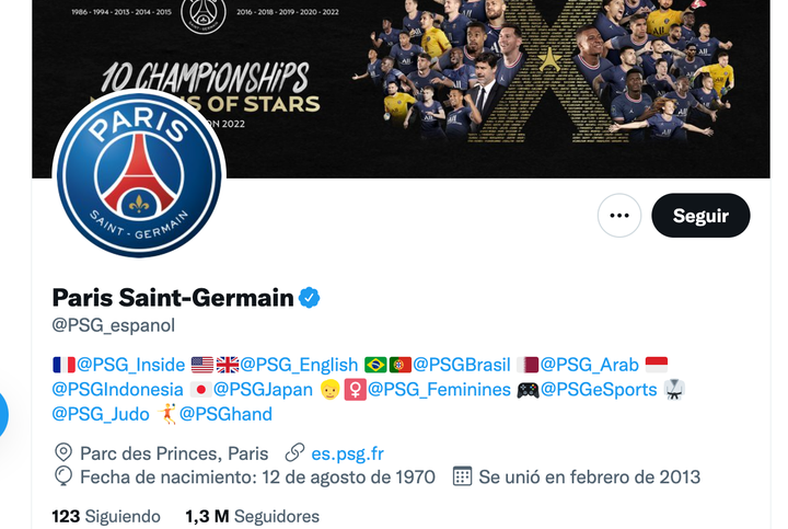 Cuenta de Twitter del PSG.