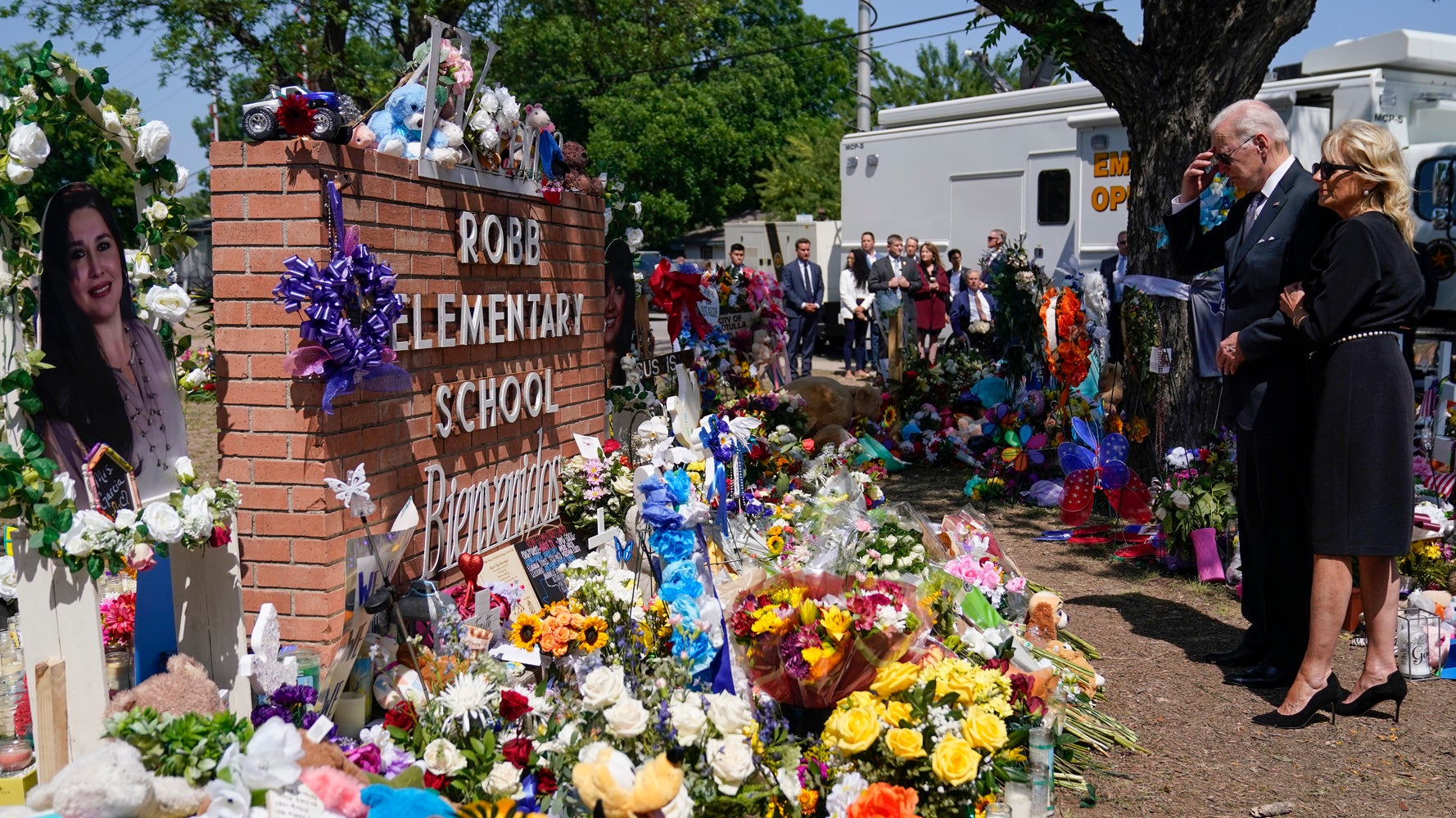 Biden Visits Memorial To Victims Of Texas School Shooting Biden Visits Memorial To Victims Of Texas School Shooting