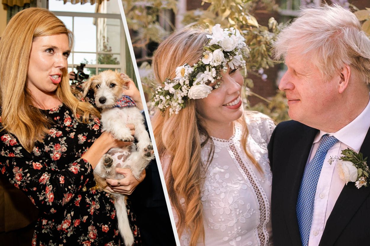 Carrie Johnson with her dog Dilyn and husband Boris