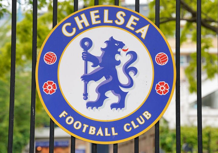 A general view of a Chelsea crest sign at Stamford Bridge, after the UK Government announced it has issued a licence that permits the sale of Chelsea to the Todd Boehly/Clearlake Consortium and is now satisfied that the full proceeds of the sale will not benefit Roman Abramovich.. Picture date: Wednesday May 25, 2022. (Photo by Jonathan Brady/PA Images via Getty Images)