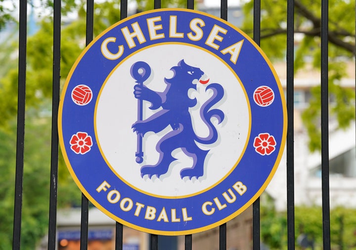 A general view of a Chelsea crest sign at Stamford Bridge, after the UK Government announced it has issued a licence that permits the sale of Chelsea to the Todd Boehly/Clearlake Consortium and is now satisfied that the full proceeds of the sale will not benefit Roman Abramovich.. Picture date: Wednesday May 25, 2022. (Photo by Jonathan Brady/PA Images via Getty Images)