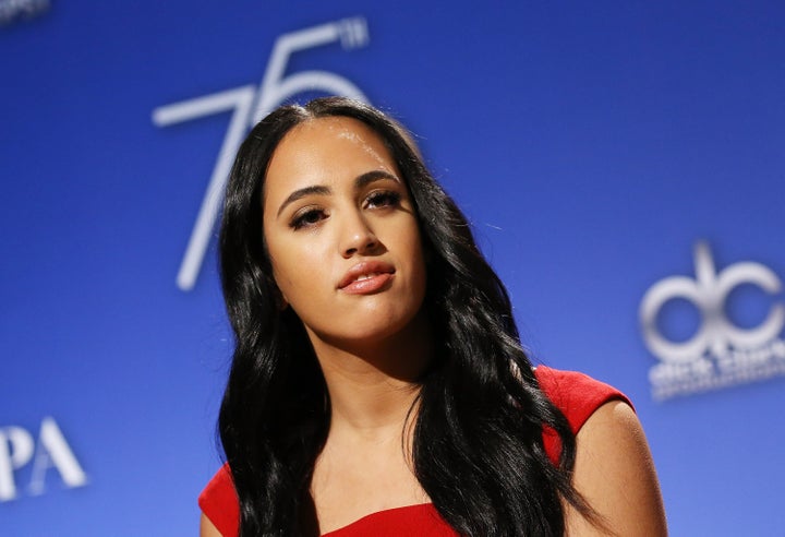 Simone Johnson attends the 75th Annual Golden Globes Nominations Announcement in 2017 as Miss Golden Globes.