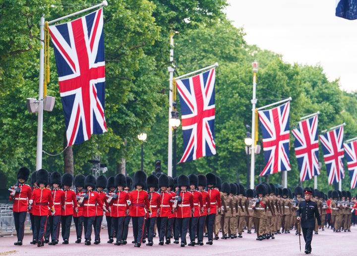 Troops rehearsing ahead of the Jubilee