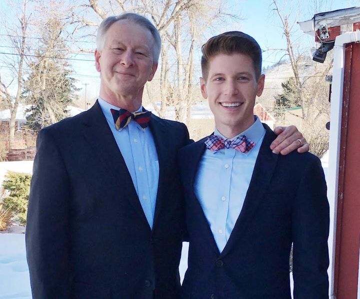 The author, right, with their father, Bobby. Both of them are sporting Dad's signature bow tie.