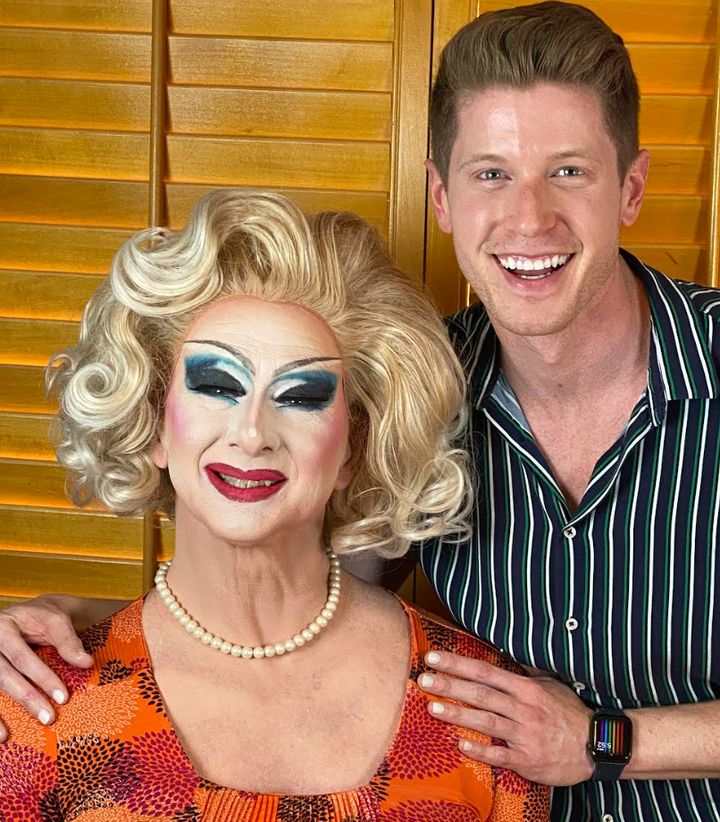 The author with their father and new drag sister "Daddy Lou Merle," post-makeup transformation in Douglasville, Georgia.