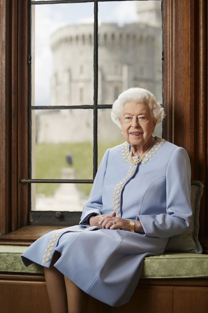 The official Platinum Jubilee portrait of Queen Elizabeth II photographed at Windsor Castle.