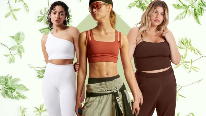 Sports bras from Athleta, Free People, Girlfriend Collective.