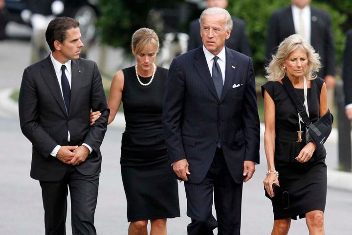 Hunter Biden walks with his then-wife Kathleen, along with then Vice President Joe Biden and Jill Biden for the internment services for Sen. Edward Kennedy in 2009.