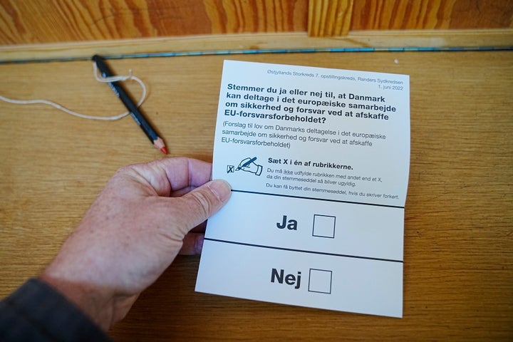 Papeleta de voto en Dinamarca.