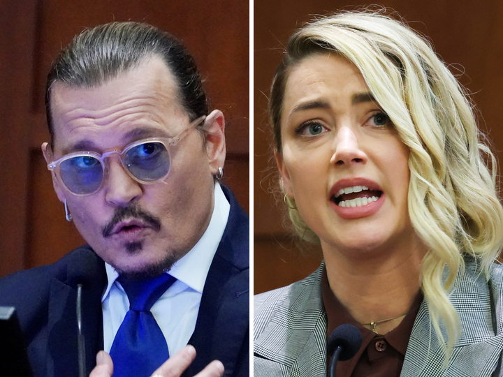 Johnny Depp y Amber Heard, durante el juicio por difamación.
