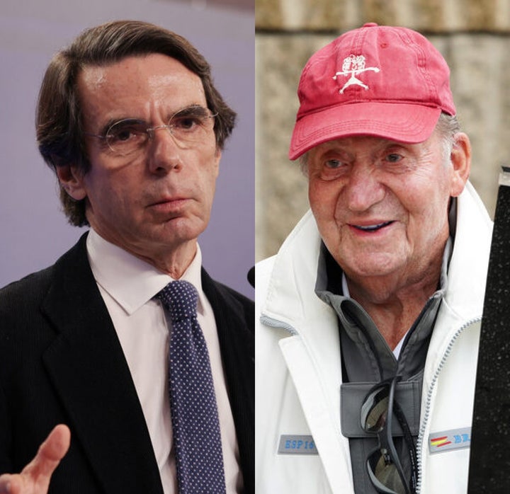 Aznar y el rey emérito, en sendas fotos de archivo.