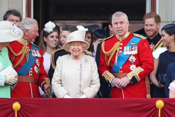 Prince Andrew alongside other members of the royal family at Trooping The Colour, the Queen's annual birthday parade, on June 8, 2019 in London.