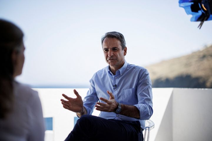 Ο πρωθυπουργός Κυριάκος Μητσοτάκης κατά την διάρκεια της συνέντευξης που παραχωρεί στο πρακτορείο Reuters στην Αστυπάλαια στις 2 Ιουνίου 2022. REUTERS/Alkis Konstantinidis