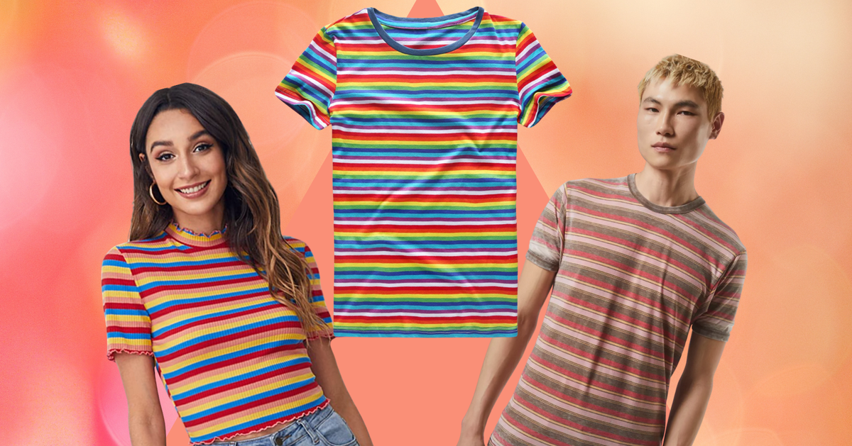 Colorful striped top t shirt