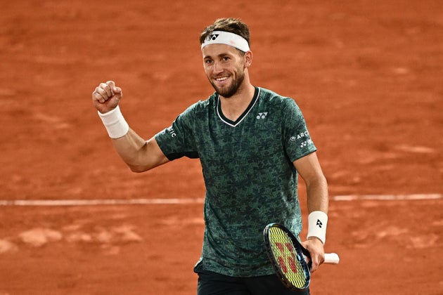 Casper Ruud, vainqueur de Marin Cilic en demi-finale à Roland-Garros, à Paris, le 3 juin 2022.