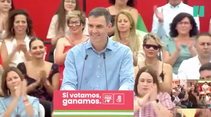 Pedro Sánchez, durante su mitin en Almería.
