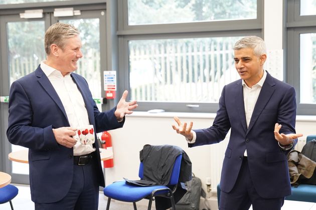 Keir Starmer (left) and Sadiq Khan during a visit to Barnet, north London.