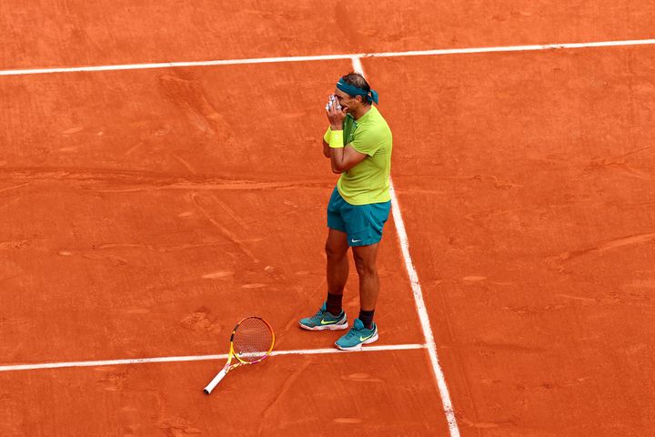 Nadal celebrates after winning match point against Ruud. No man has won more Grand Slam titles than Nadal.