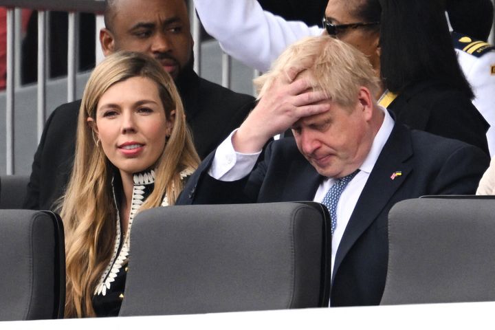 Boris Johnson and his wife Carrie at the Platinum Pageant in London 