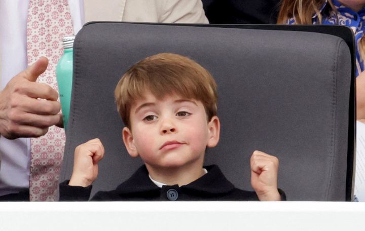 Prince Louis reacts during the Platinum Jubilee Pageant held outside Buckingham Palace.