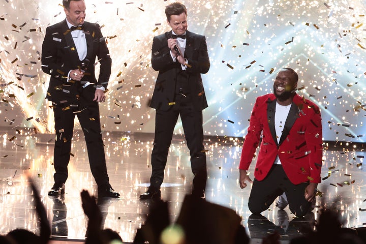 Axel Blake celebrating his BGT victory on Sunday night