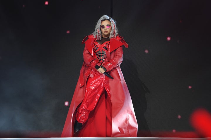 Jesy Nelson on stage at the Capital Jingle Bell Ball last year