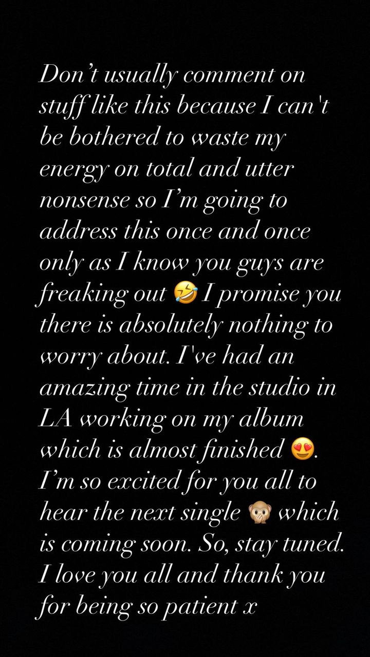 Jesy addressed fans in an Instagram post
