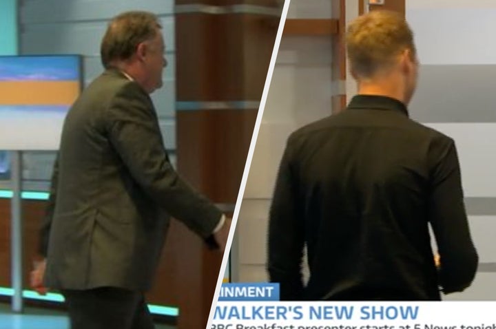 Piers Morgan and Dan Walker both pictured in the GMB studio