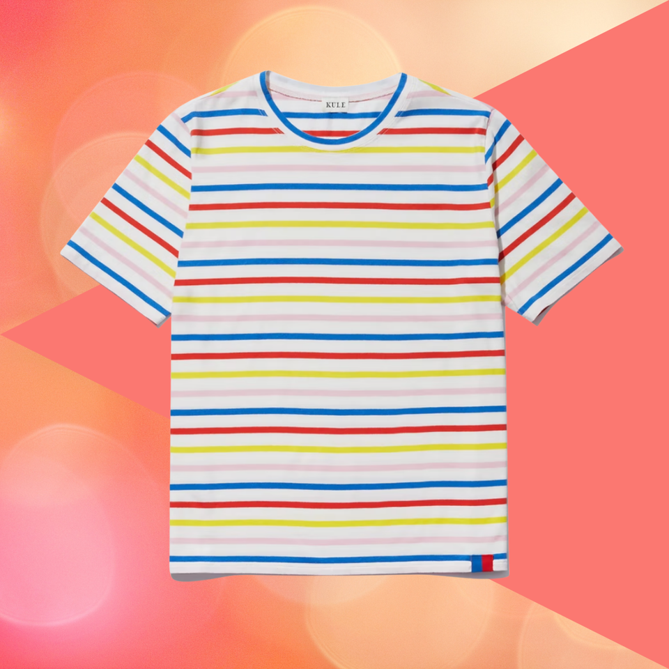 A modern rainbow bright tee