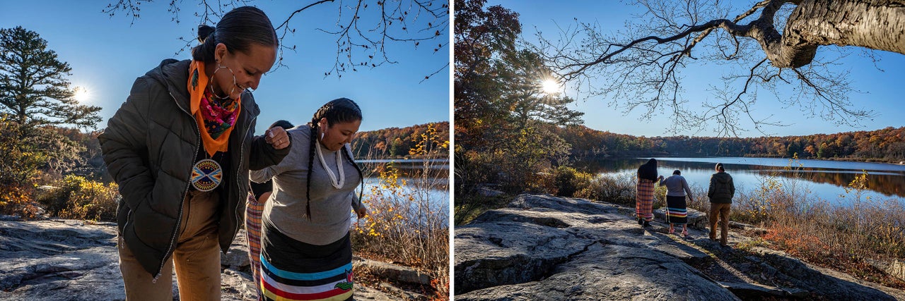 Lauryn, Trinity and River at a lakeshore in the Delaware Water Gap National Recreation Area.