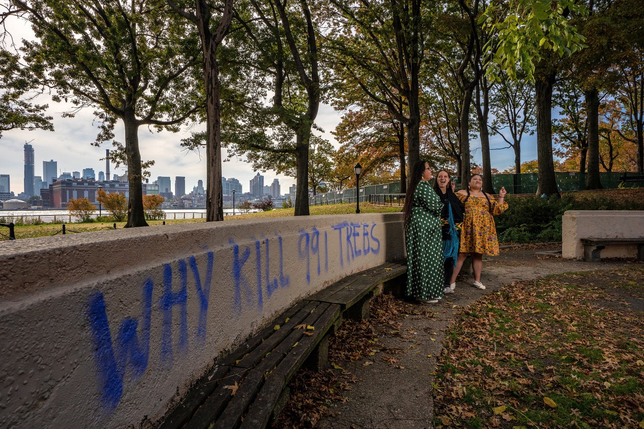 "I was happy to see the trees; I just felt this connection with them. And with us, joking and laughing, because that's what we do whenever we're together anyways," said Trinity about their time at East River Park. For generations, the park provided some of the only green space urban residents of Manhattan's Lower East Side had access to. All of the trees in these photos have now been cut down.