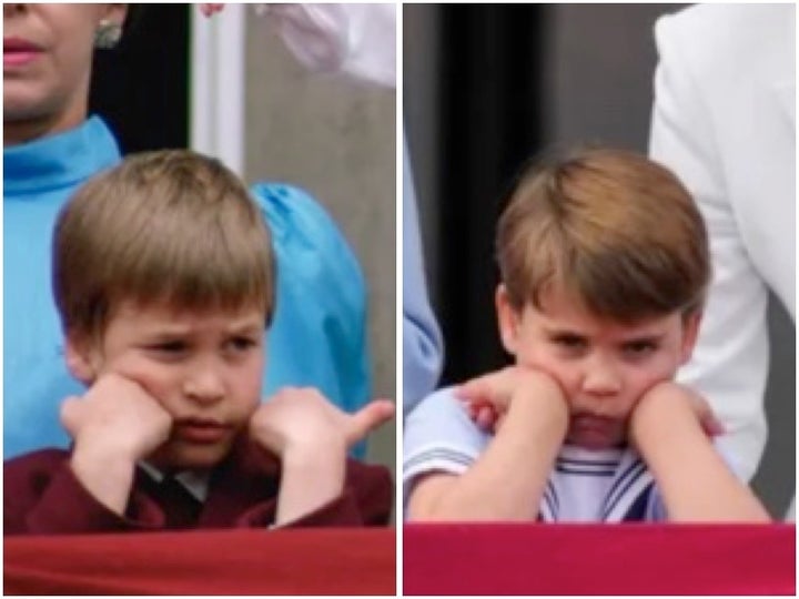 ウィリアム王子(左、1988年)とルイ王子(2022年)