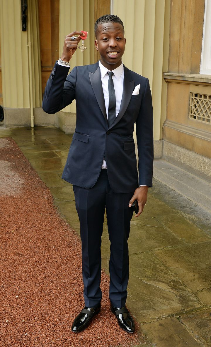 Jamal Edwards pictured at Buckingham Palace in 2015, after receiving an MBE