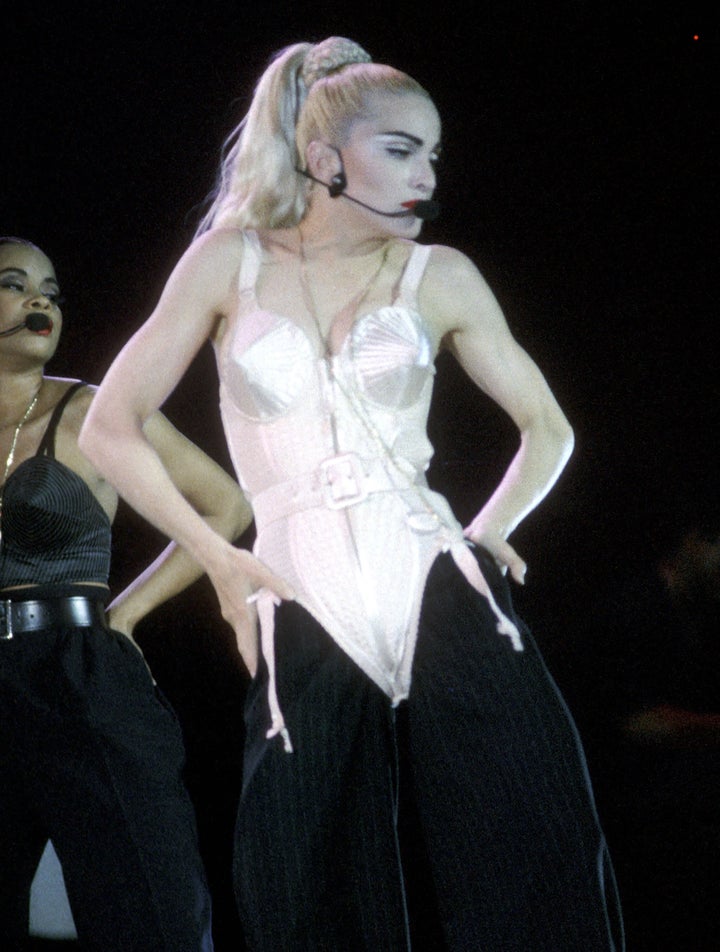 Madonna on her Blond Ambition tour, which was documented in the film In Bed With Madonna