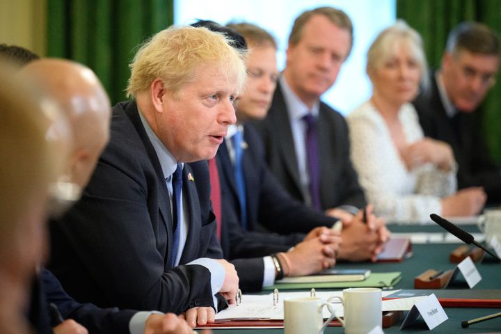 Boris Johnson chairs a cabinet meeting at 10 Downing Street this morning
