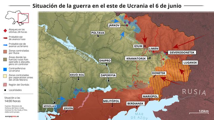 Situación de la guerra en el este de Ucrania.