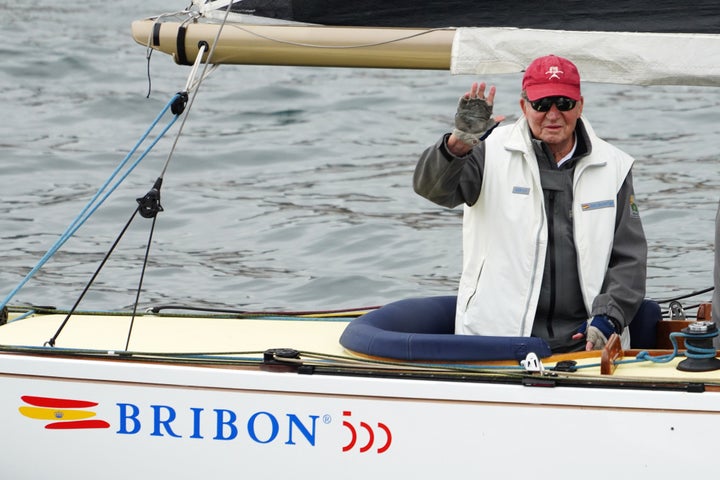 El rey emérito, durante su visita a Sanxenxo.