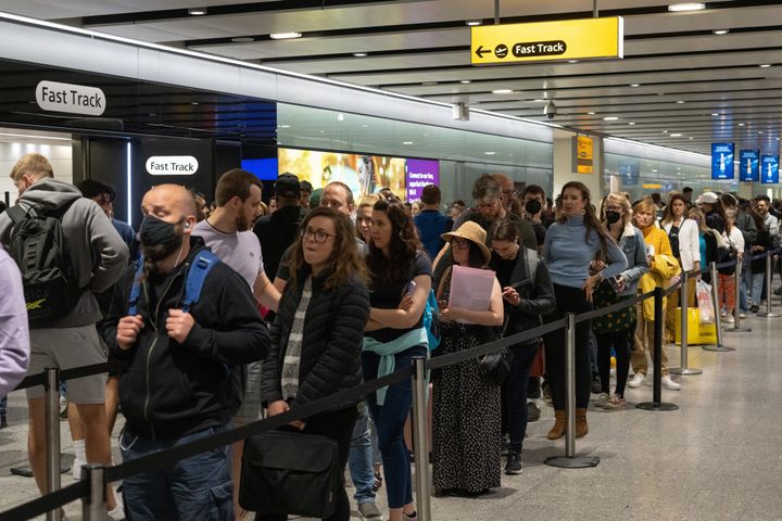 Travellers queuing up at UK airports due to severe delays and cancellations earlier this month
