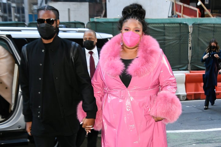 Lizzo and Wright seen outside the Today show in April.