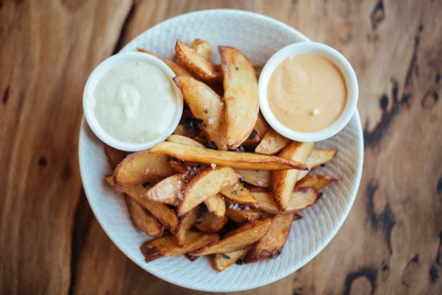 You can jazz up a regular mayonnaise or aioli with flavors like truffle or chili. 
