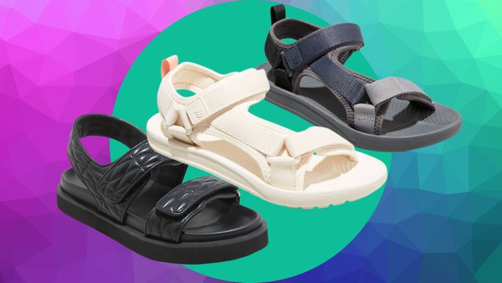 From left to right: Target quilted sandals, Target Isla sandals and Target men's sandals.