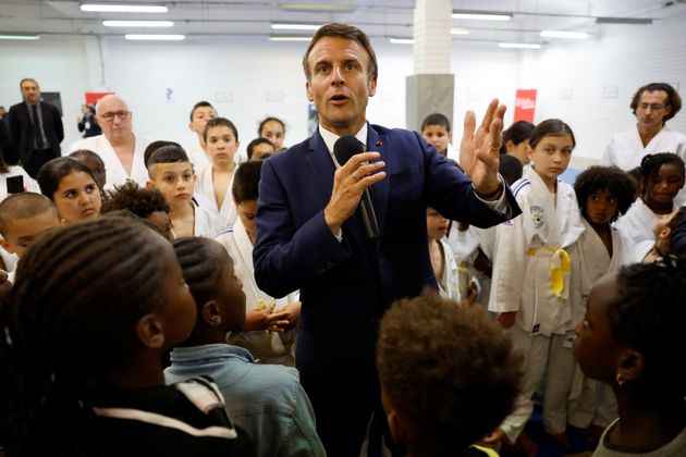 Emmanuel Macron à l'inauguration du dojo solidaire de Clichy-sous-Bois, le 8 juin 2022.