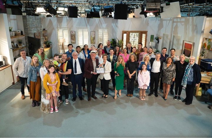 The Neighbours cast on the final day of filming